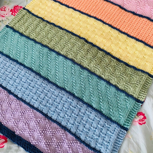 Knitting Pattern, Colourful Sample Blanket