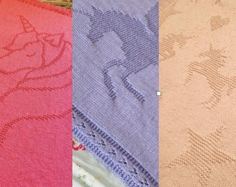 Knitting Patterns, Unicorn Blankets, Instant Download, PDF