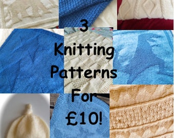 3 Knitting Pattern Deal, PDF, Combo Deal