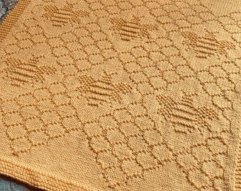 Knitting Pattern, Honey Bee Blanket, Instant Download, PDF
