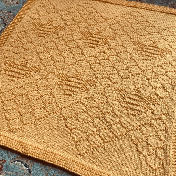 Knitting Pattern, Honey Bee Blanket, Instant Download, PDF