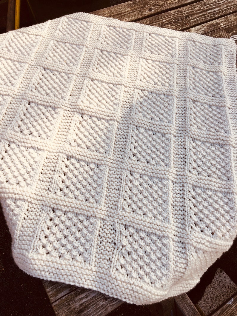 Knitting Pattern Lace Panel Blanket Textured Cosy Aran Etsy