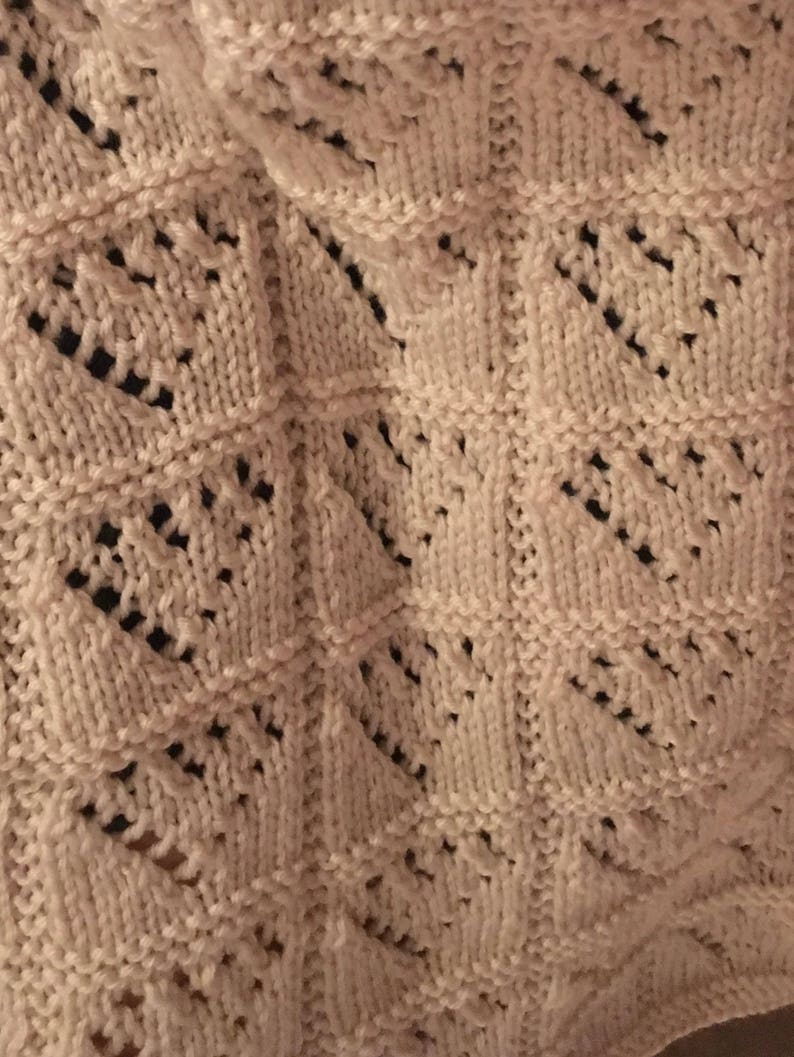 Knitting Pattern Lace Hearts Baby Blanket PDF Aran Etsy UK