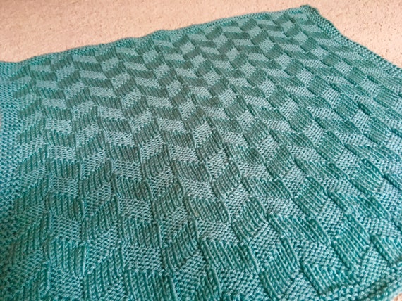 Baby Blanket Pram Cover Diamond Cable Knitting Pattern in Aran 20/" x 26/"