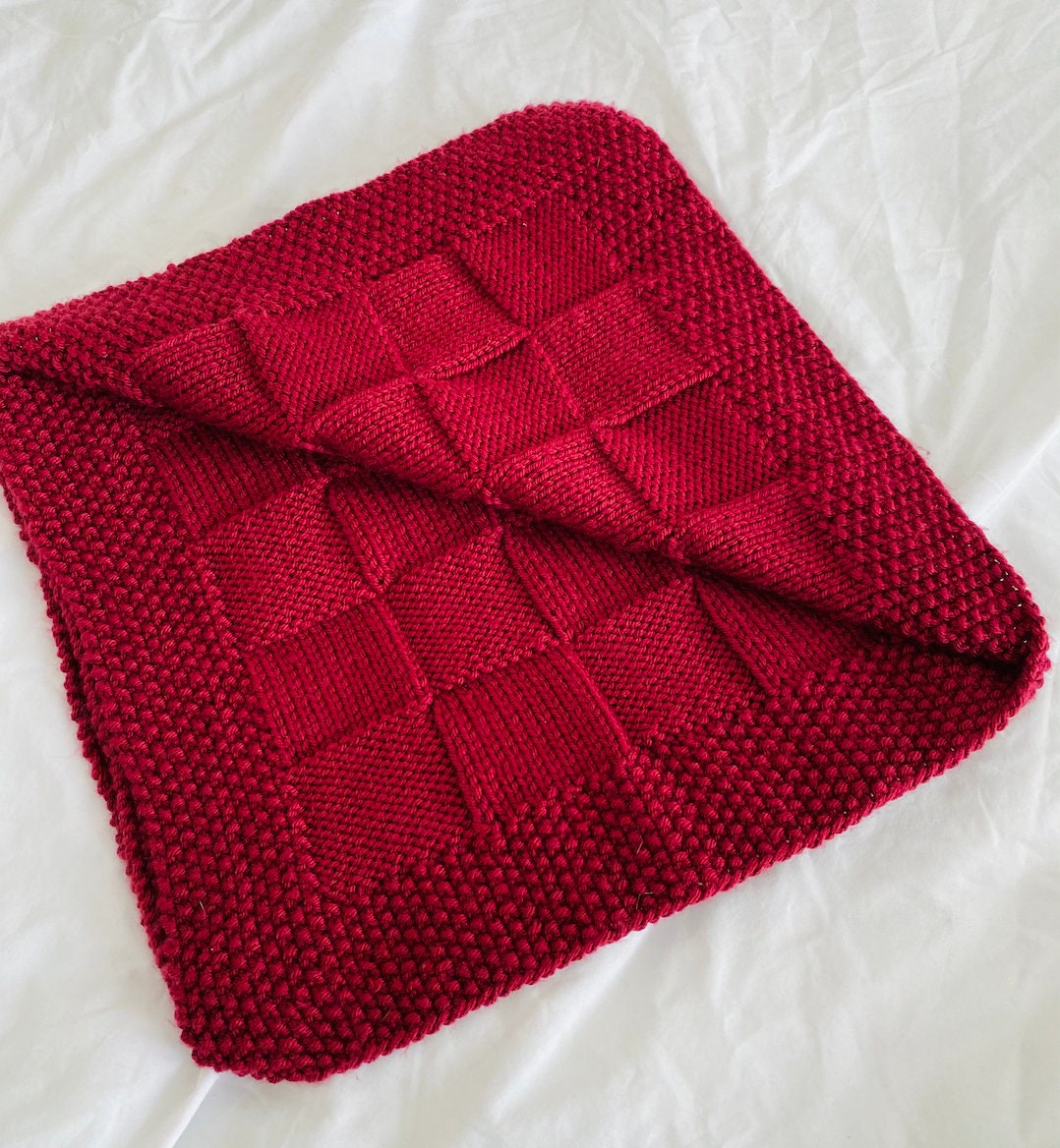 Knitting Pattern Seeded Border Basket Weave Blanket Throw Etsy