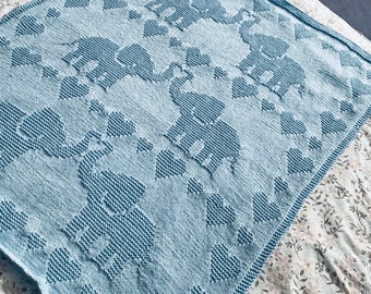 Knitting Pattern, Loved up Elephants, Baby blanket, throw, PDF, Instant download