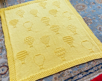 Knitting Pattern, Textured Hot air Balloons Blanket, Instant Download, PDF