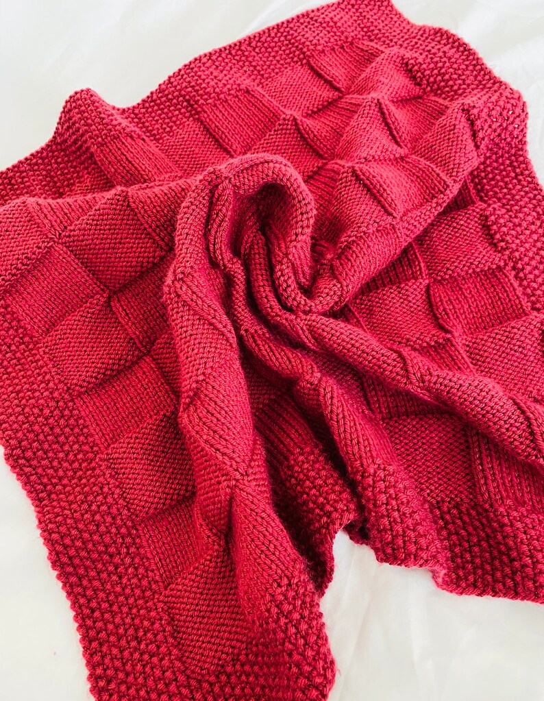 Knitting Pattern Seeded Border Basket Weave Blanket Throw Etsy