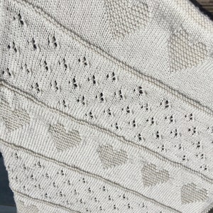 Heart Stripe Blanket, Knitting Pattern, written with in ENGLISH, PDF, Instant Download, Throw