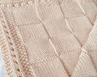 Knitting Pattern, Bordered Basket Weave Blanket, Easy, Instant Download, PDF, Baby Blanket