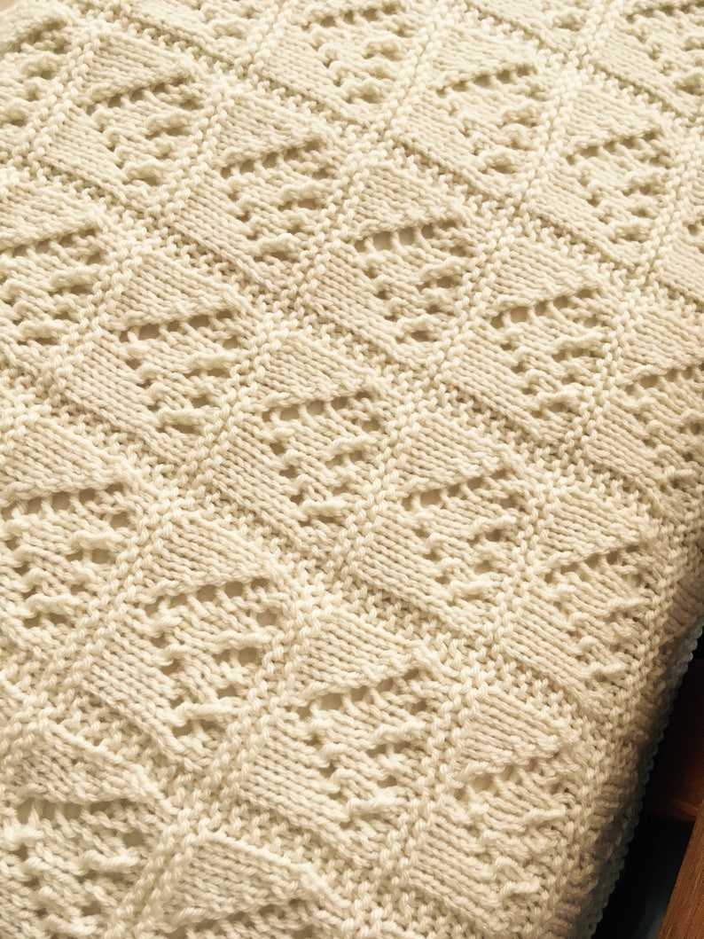 Knitting Pattern Lace Hearts Baby Blanket PDF Aran Etsy