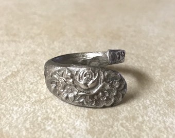 Spoon Ring, Spoon Ring Vintage, Floral Statement Ring Size 7