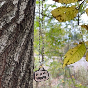 Silver Pumpkin Necklace Jack-O-Lantern Necklace Halloween Necklace Sterling Silver image 5