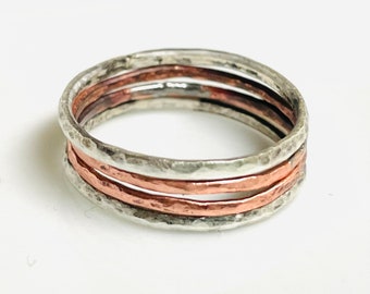 Stacking rings, Hammered Textured Stacking Rings