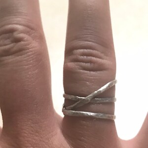 Zig Zag Ring Band, Crossed Band, Statement Wrap Ring, Sterling Silver Ring Band image 4
