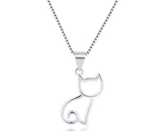 Timeless Elegance: Sterling Silver Sweet Cat Necklace – Exquisite Feline Jewelry for Cat Lovers