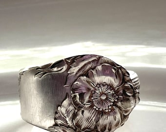 Floral Spoon Ring Silver Plate Size 8.5