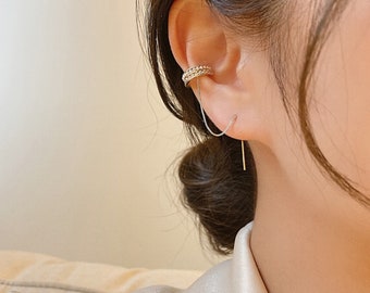 Threaded Earring with Ear Cuff