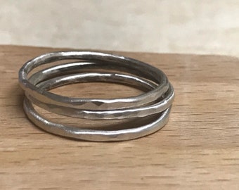 Silver Hammered Ring, Sterling Silver Stacking Ring, Midi Ring