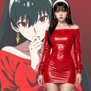 yor forger red dress I knit Yor Forger's red dress from Spy x Family| Anime Recreation