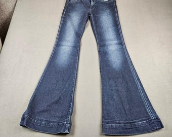 Hudson Flare Bell Bottom Jeans Womens 26 Blue Flap Pocket Dark Wash W508DIV