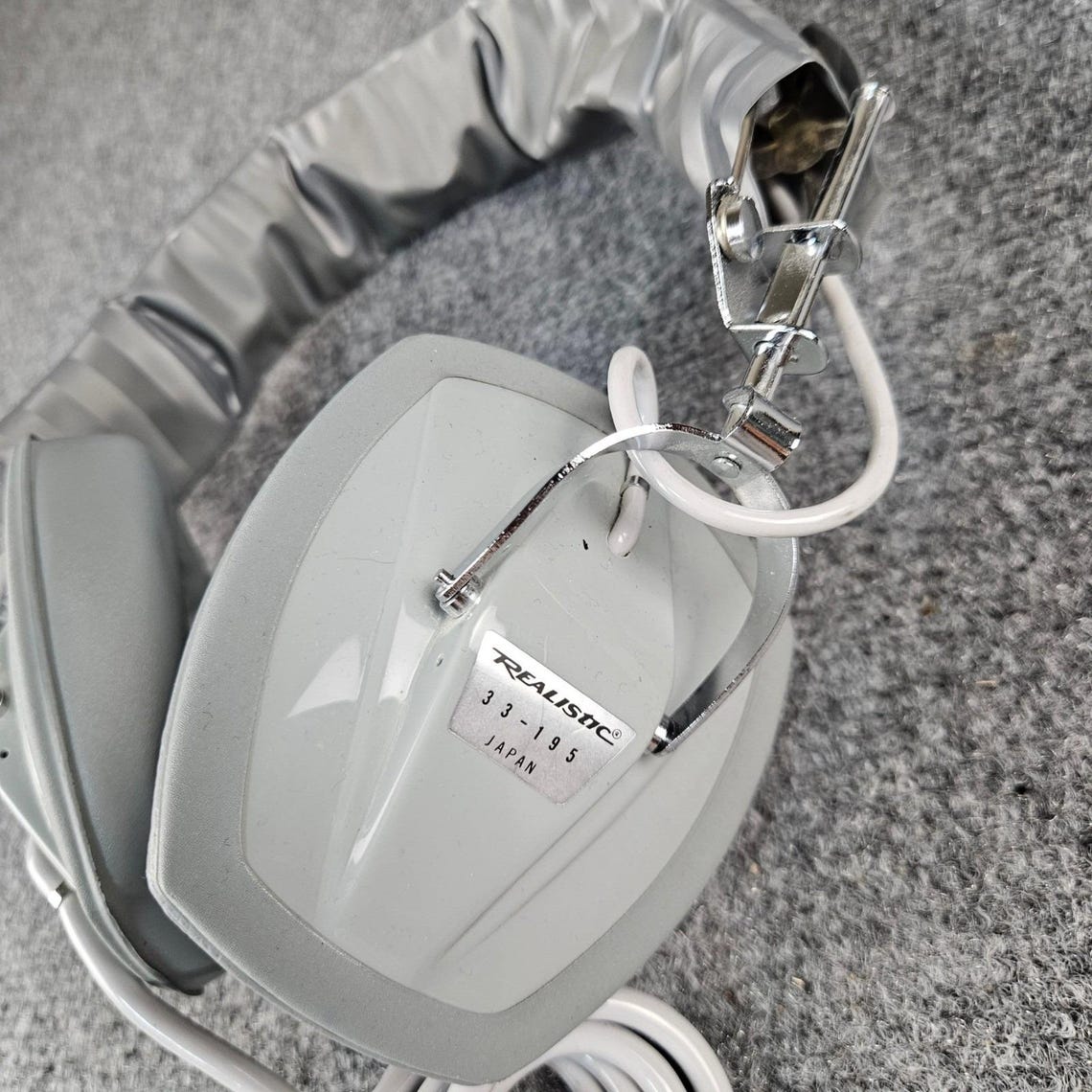 Realistic 33-195 Vintage Stereo Headphones Gray Over Ear 1/4 Inch Jack Japan, foto 3 di 5