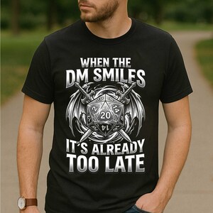 Retro Dungeon Master Shirt Dungeons and Dragons T-shirt Funny DM Smiles Graphic Tee RPG Dice Gamer Gift Tabletop Board Game D20 Clothing