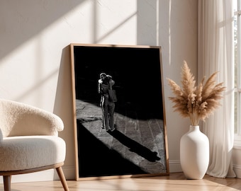 Black and White Couple Hug Photography Print, Shadow Love Wall Art, Fine Art Digital Download