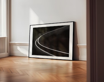 Linea luminosa minimalista in bianco e nero, arte moderna da parete, fotografia artistica dalla Toscana, decorazione minimalista