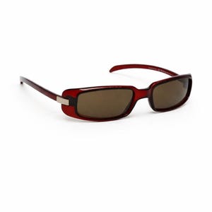 Vintage Gucci Sunglasses – Tom Ford Era Y2K Rectangular Frame – Burgundy Red Eyewear