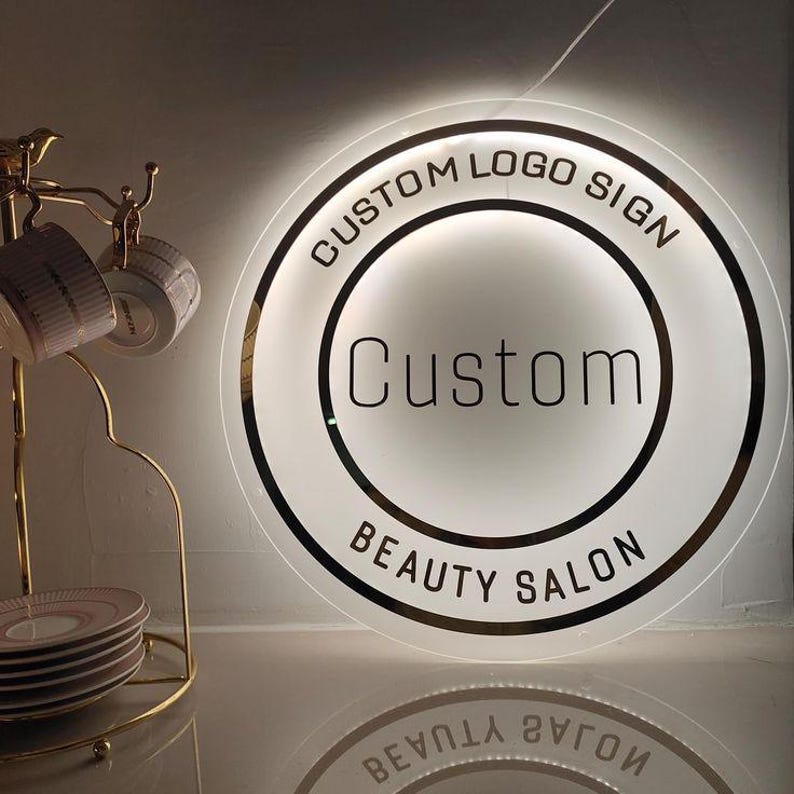Custom Neon Logo Sign | Acrylic LED Backlit Business Signage | Round ...