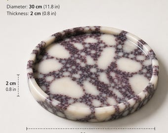 Purple Breccia Marble Tray – Round Decorative Stone Serving Tray (30cm)