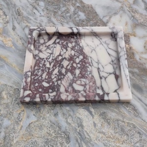 Menekşe Marble Tray – Luxury Purple Veined Catchall Organizer 11.8” × 9.8” image 8