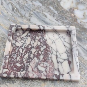 Menekşe Marble Tray – Luxury Purple Veined Catchall Organizer 11.8” × 9.8” image 5