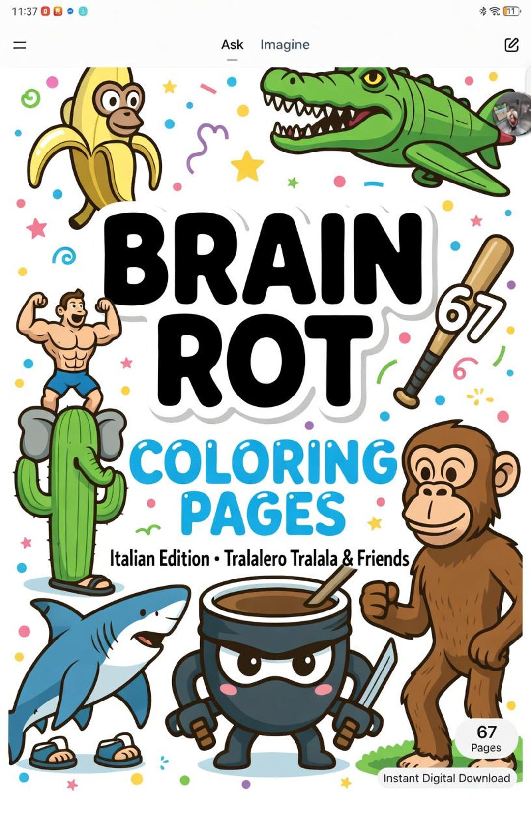 Brain Rot Meme Coloring Book | Chaotic Funny Coloring Pages | Gen Z ...