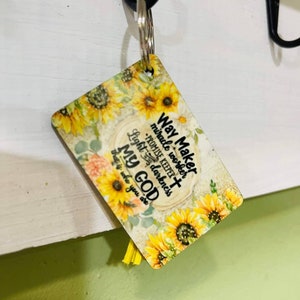 Custom Sublimated Keychain Way Maker Miracle Worker Promise Keeper