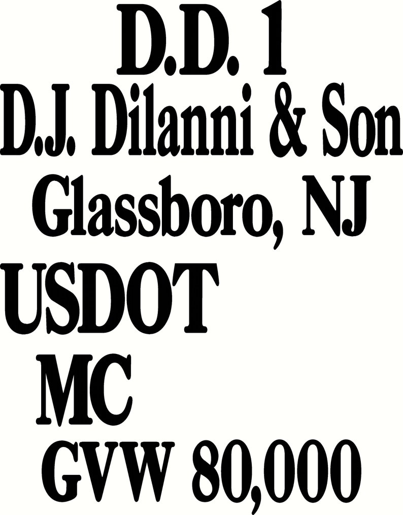 Truck Info Vinyl Decals