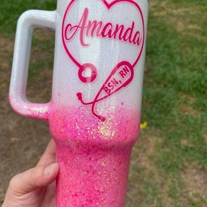 One Custom 40oz Glitter Tumbler Nurse And Name