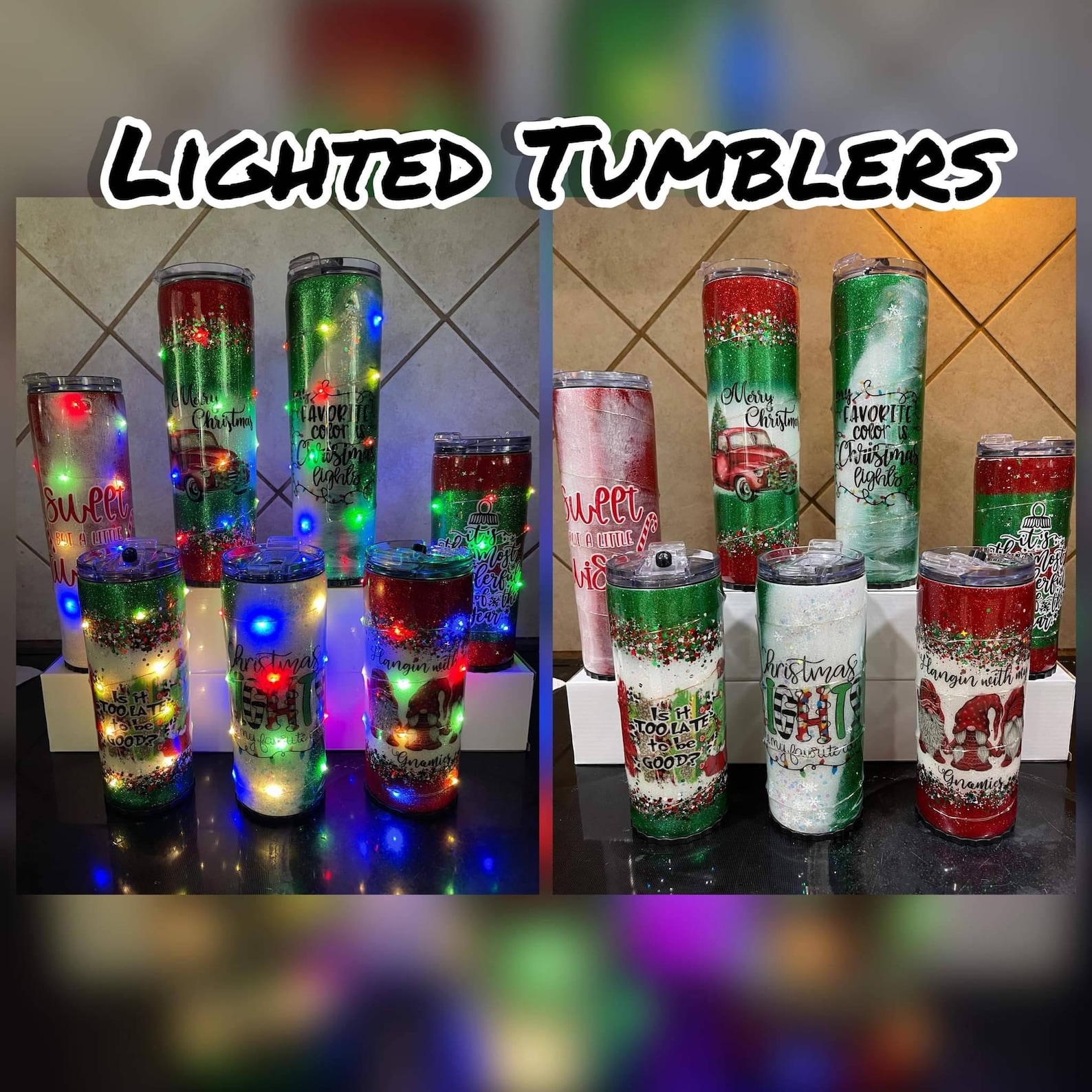 One Custom Lighted Glitter Tumbler Christmas Truck Etsy