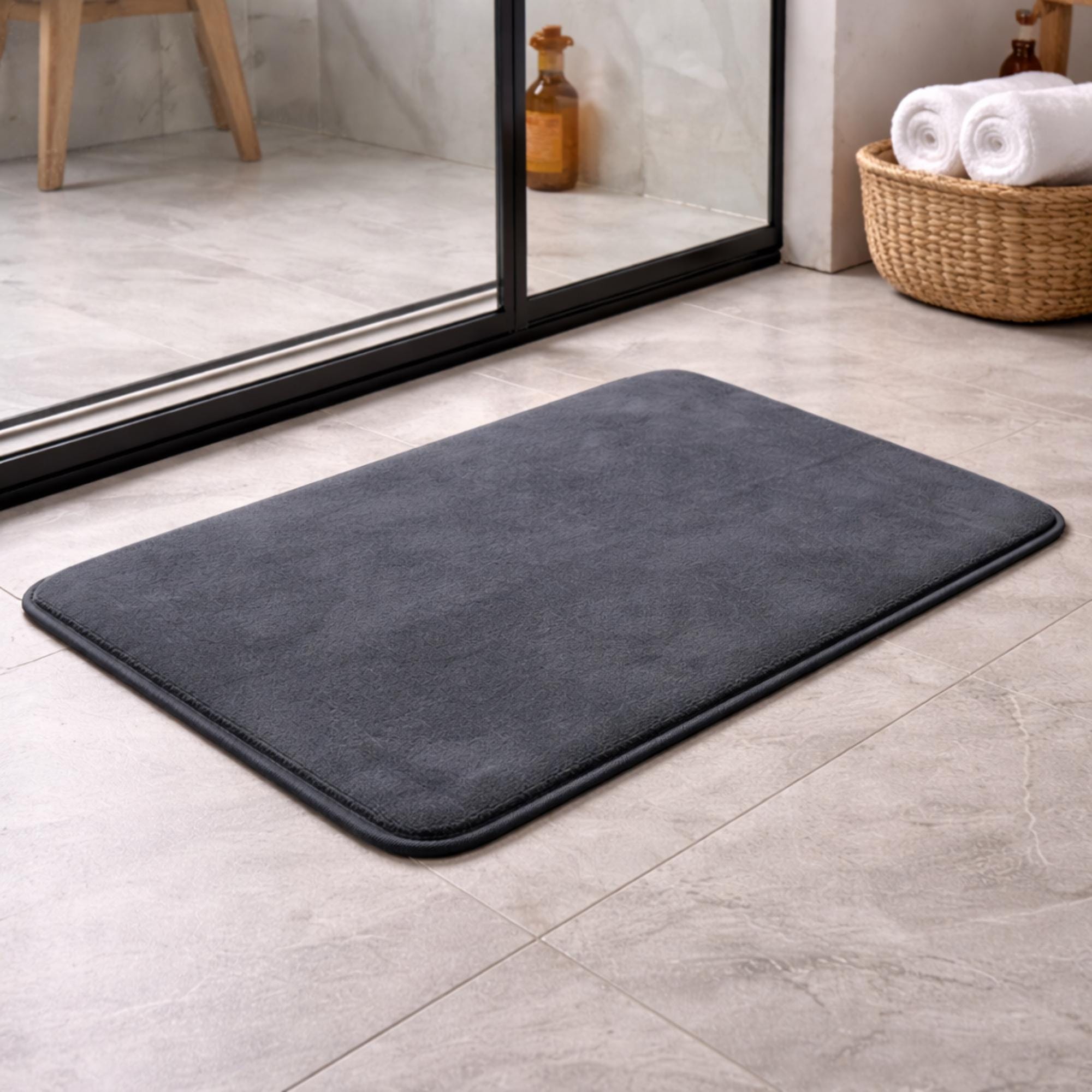 Set Tappeti Bagno Vintage 3 Pezzi in Cotone 100% Tappeto Caldo Pelo corto Lavabo Doccia Vasca