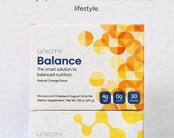 Unicity Balance & Unimate Drink Mix Combo | Orange, Lemon Flavors (30 Servings Each)