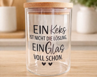 Tarro para galletas/recipiente de almacenamiento "Una galleta no es la solución, un tarro lleno sí." Tarro para galletas/recipiente de almacenamiento (aprox. 750 ml)