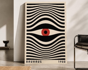 Bauhaus-print, poster met optische illusie van het oog, print in mid-century modern stijl | Afdrukbare muurdecoratie