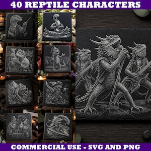 Goofy eigenzinnige cartoon reptiel leisteen SVG PNG en JPEG bundel voor directe downloads lasergravure
