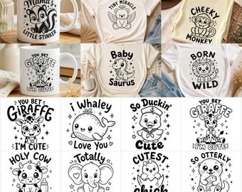 Baby Onesie Svg & Png Bundle with Funny Designs for Babies instant downloads