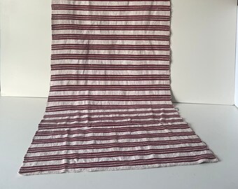 Handwoven Vintage Antique Ukranian Hemp Striped Runner Rug / Farmhouse Table Runner 2&#39; x 7&#39;