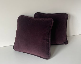 Studio Made Postmodern Merlot Corduroy Piped Pillow | 14&quot; x 14&quot; w/ Down insert Sham Cover Throw