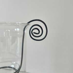 Vintage Iron Swirl Metal & Glass Floating Votive Candle Holder | 90s Postmodern