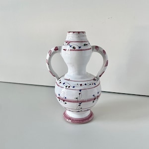 Sweetest Vintage Antique Hand Painted Porcelain Ceramic Decorative Vase with Handles