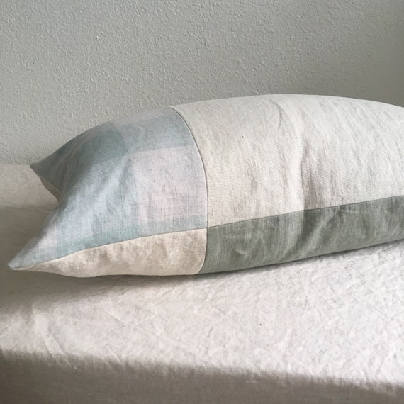 Lumbar Cushion | Throw Pillow | 14 x 24 | Linen backing | Wabi Sabi | Boho | Patchwork |
